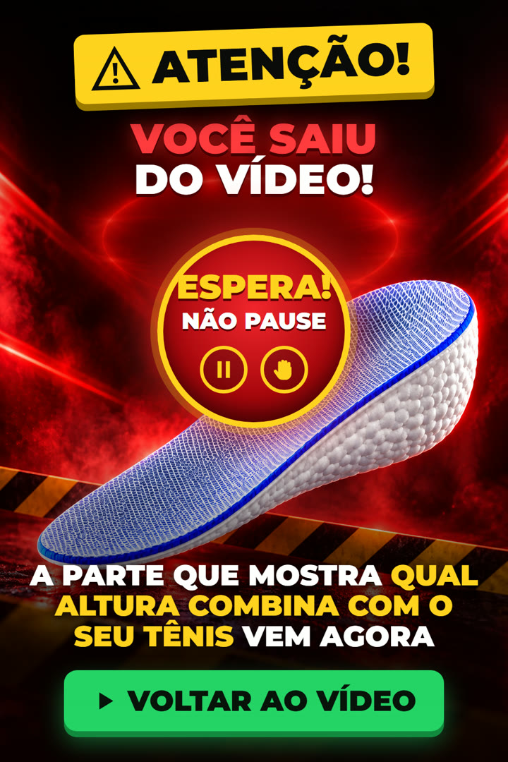 Atenção! Você saiu do vídeo. Espera, não pause: a parte que mostra qual altura combina com o seu tênis vem agora. Voltar ao vídeo.